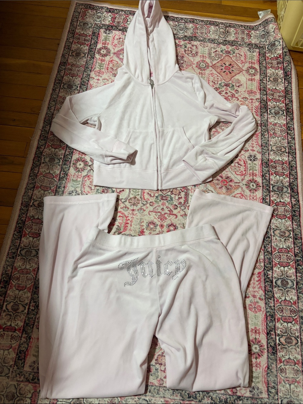 Juicy Light Pink Women's Velour Hooded Tracksuit Set